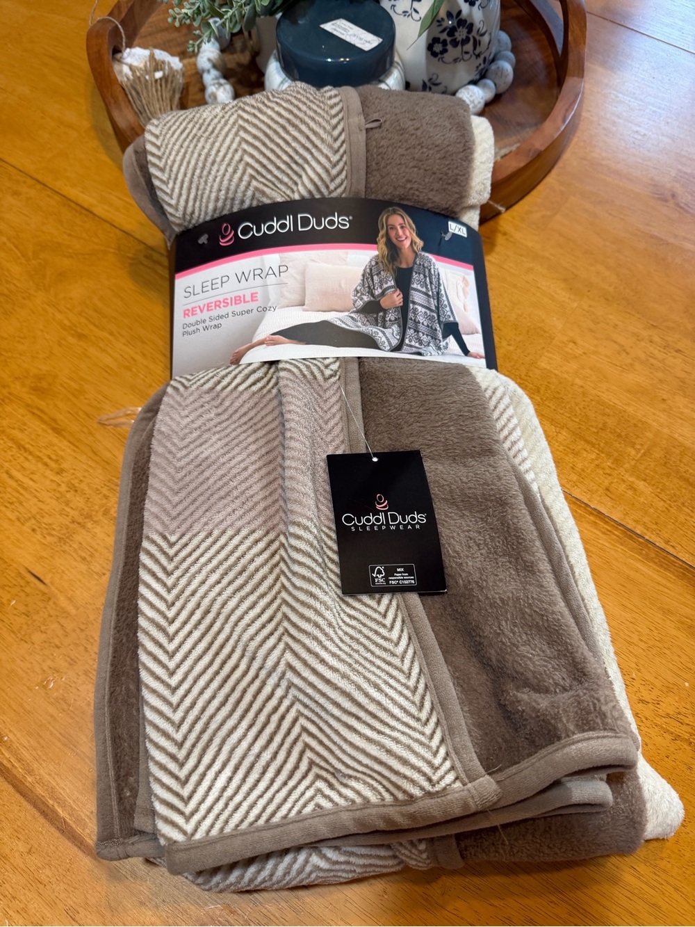Cuddl Duds Reversible Sleep Wrap in Brown,TanPlaid